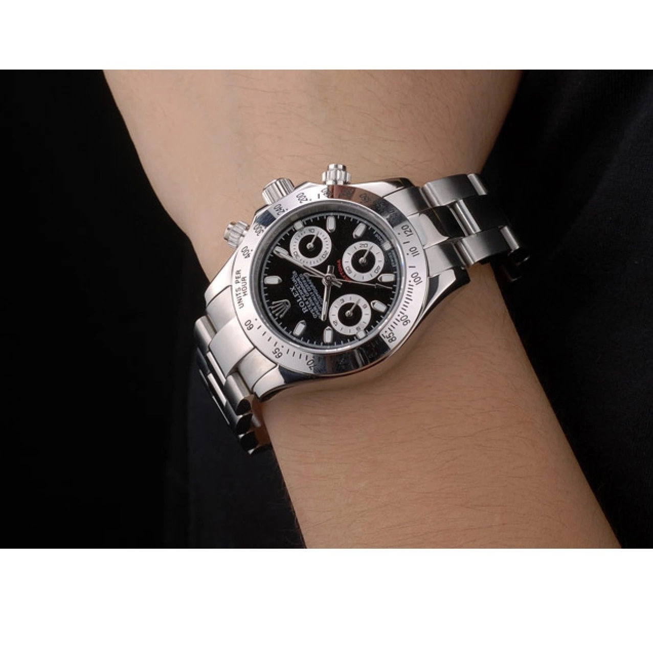 Aaa fake watches Lady Steel Case Dial Daytona Tachymeter Black Rolex Stainless 0821